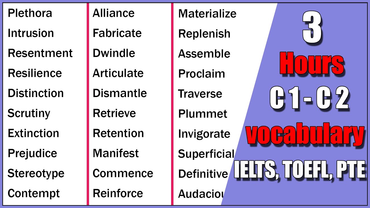 3 Hours of C1 and C2 Cambridge Advanced Vocabulary for IELTS, TOEFL, and PTE