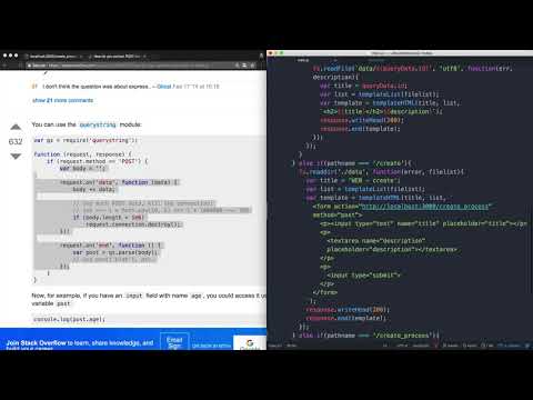 Creating a Node.js-32.App - Receiving data sent via POST