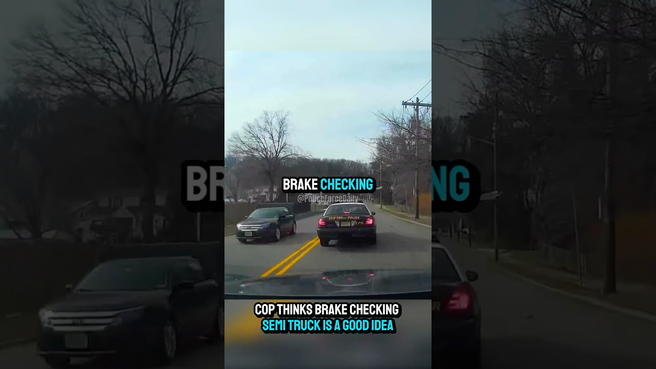 Cop Thinks Brake Checking Semi Truck Is A Good Idea