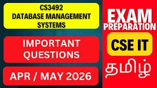 CS3492 Database Management Systems Important Questions 2026 | Anna University DBMS