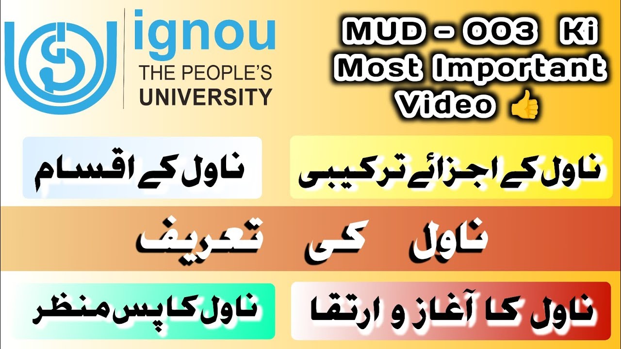 اردو ناول کی تعریف | ناول کے اجزائے ترکیبی | ناول کی اقسام | ناول کا آغاز و ارتقا | #ignou