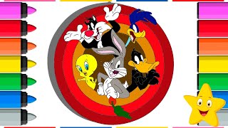 LOONEY TUNES COLORING PAGES! CIRCLE COLORING 🐦🐱🐰