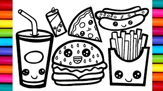 Fast Food Drawing  Draw Fast Food Step By Step  How To Draw A Burger