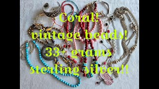 Massive 18lb Jewelry Jar Unboxing - Episode #2!  33+ grams sterling! Coral! Vintage Beads! #jewelry