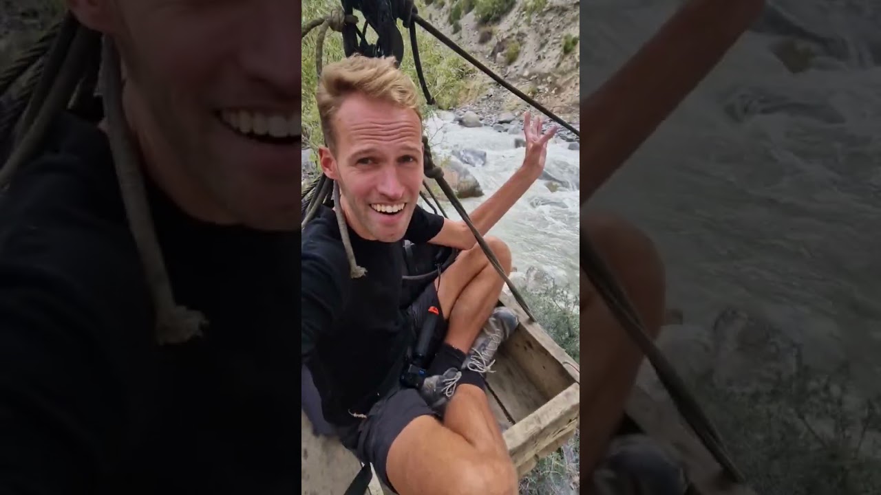 🏔🇵🇰 Crossing a River in Pakistan: The Most Unique Method Yet!