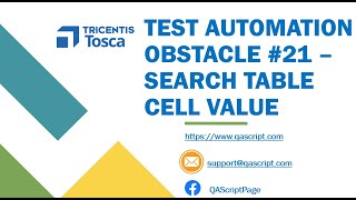 Tosca Tutorial | Lesson 127 - Search Table Cell Value | Constraint Action Mode | Obstacle 21 |