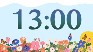 13 Minute Cute Spring Bees and Flowers Classroom Timer (No Music, Piano Alarm at End)