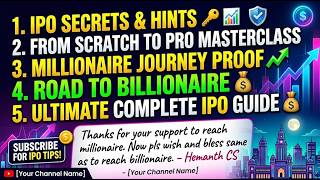 The Ultimate IPO Masterclass From Scratch to Millionaire Blueprint Secret Revealed with Proof