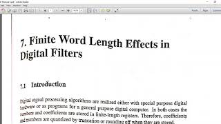 Digital Signal Processing Module 6 Part 1 - Finite word length effect in Digital filter