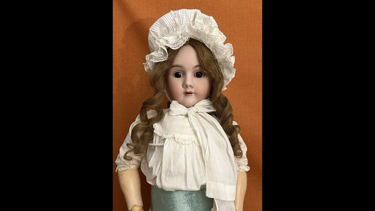 amexp1480-Antique 33 German Bisque Head Doll S&H Heinrich Handwerck On Comp Body Pretty!