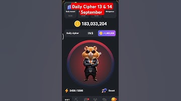 Hamster kombat daily cipher 13 & 14September| Daily cipher & Daily combo#hamsterkombat#crypto#shorts