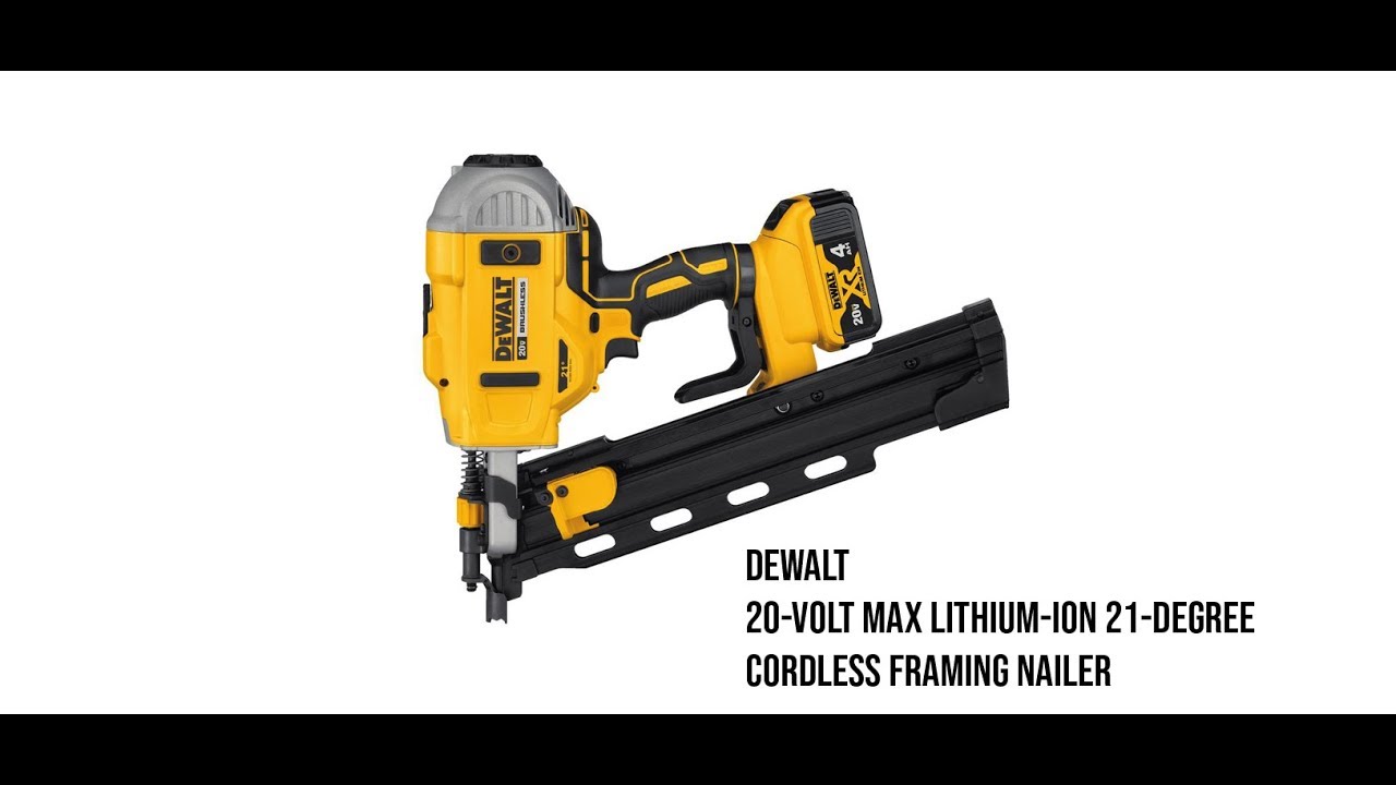 DEWALT 20Volt MAX LithiumIon 21Degree Cordless Framing Nailer YouTube