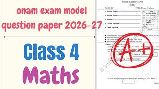 Class 4 Maths Onam Exam Model Question Paper 2026–2027 | First Term Exam Question Paper Maths
