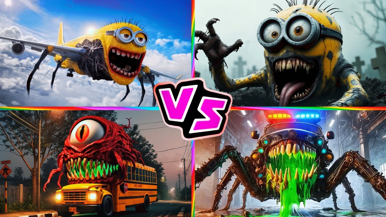 Minion INFECTED SKY 🆚 Minion Zombie 🆚 School Bus Monster 🆚 Police Car 🎶 Tiles Hop EDM Rush