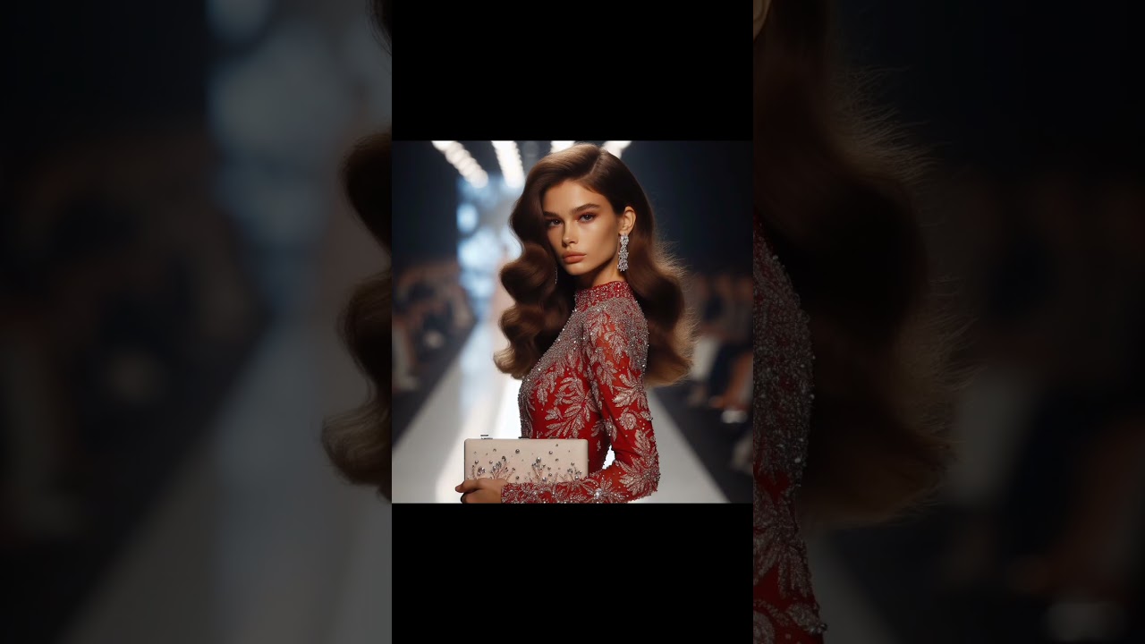 Lady in red EVENING DRESSES - FASHION SHOW AI Art 