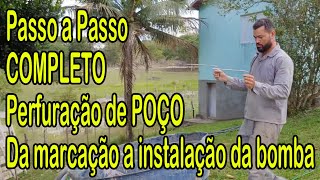 Processo completo de perfuração de poço tubular semi-artesiano no sedimento em Mata de São João - BA