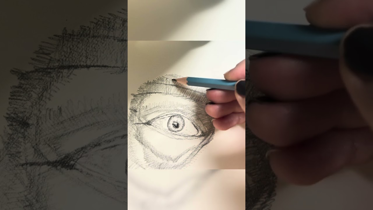full eye drawing with shading 