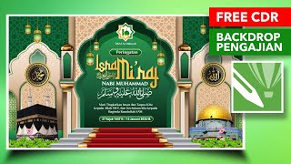 Free CDR Backdrop Pengajian Umum - Isra Miraj 2026 - Elegan & Siap Edit #azwargrafika #editorgrafis