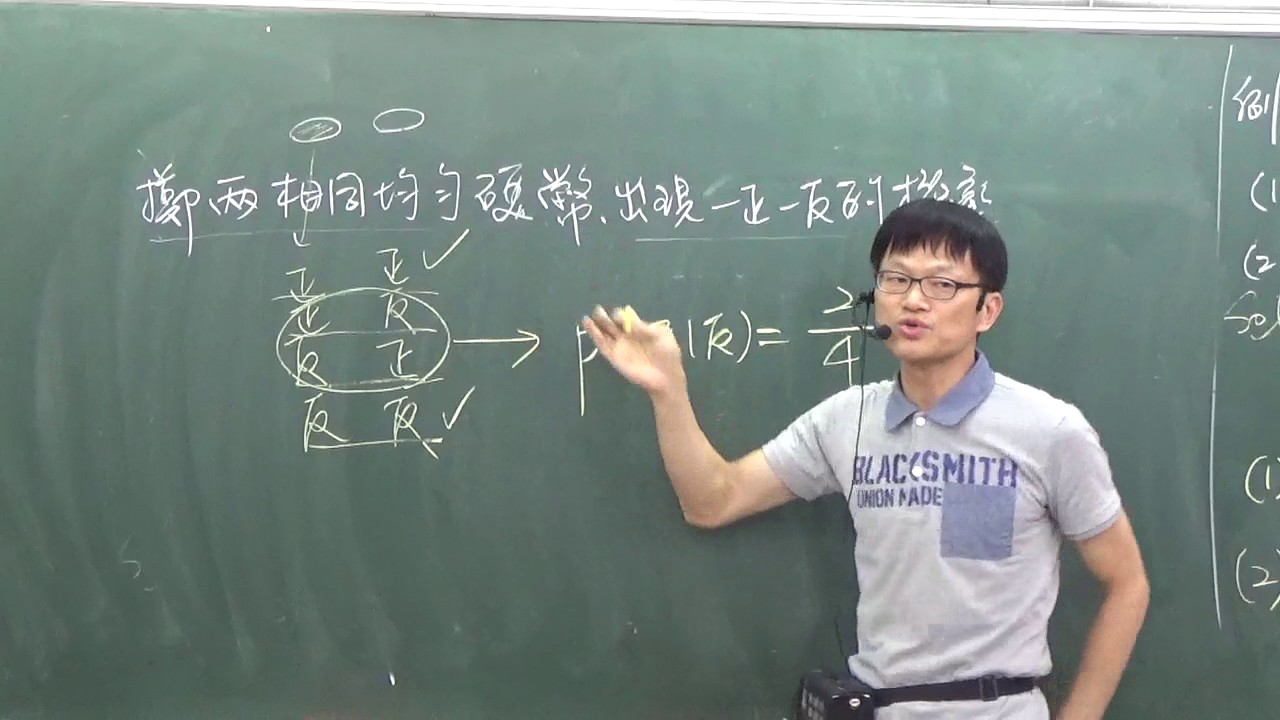 B2---3--2---古典積率的例子---求擲兩硬幣出現一正一反的機率