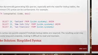 Compact SQL Syntax for On-the-Fly Lookup Tables in DB2 and SQL Server