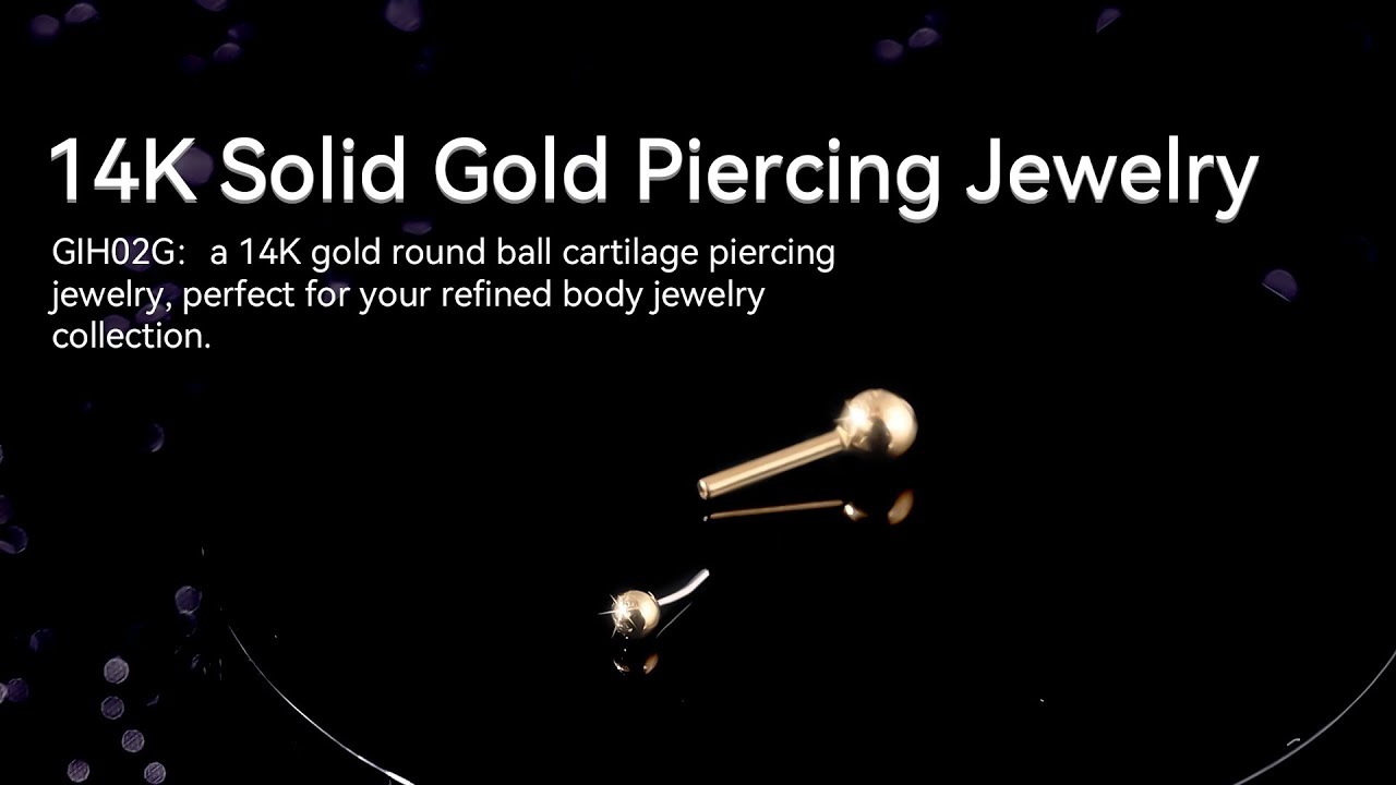 GIH02G：14K Solid Gold Piercing Jewelry 