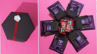 How To Make Hexagon Shaped Chocolate Explosion Box | Six Sided | Gift Box Ideas | Rishma Shirin