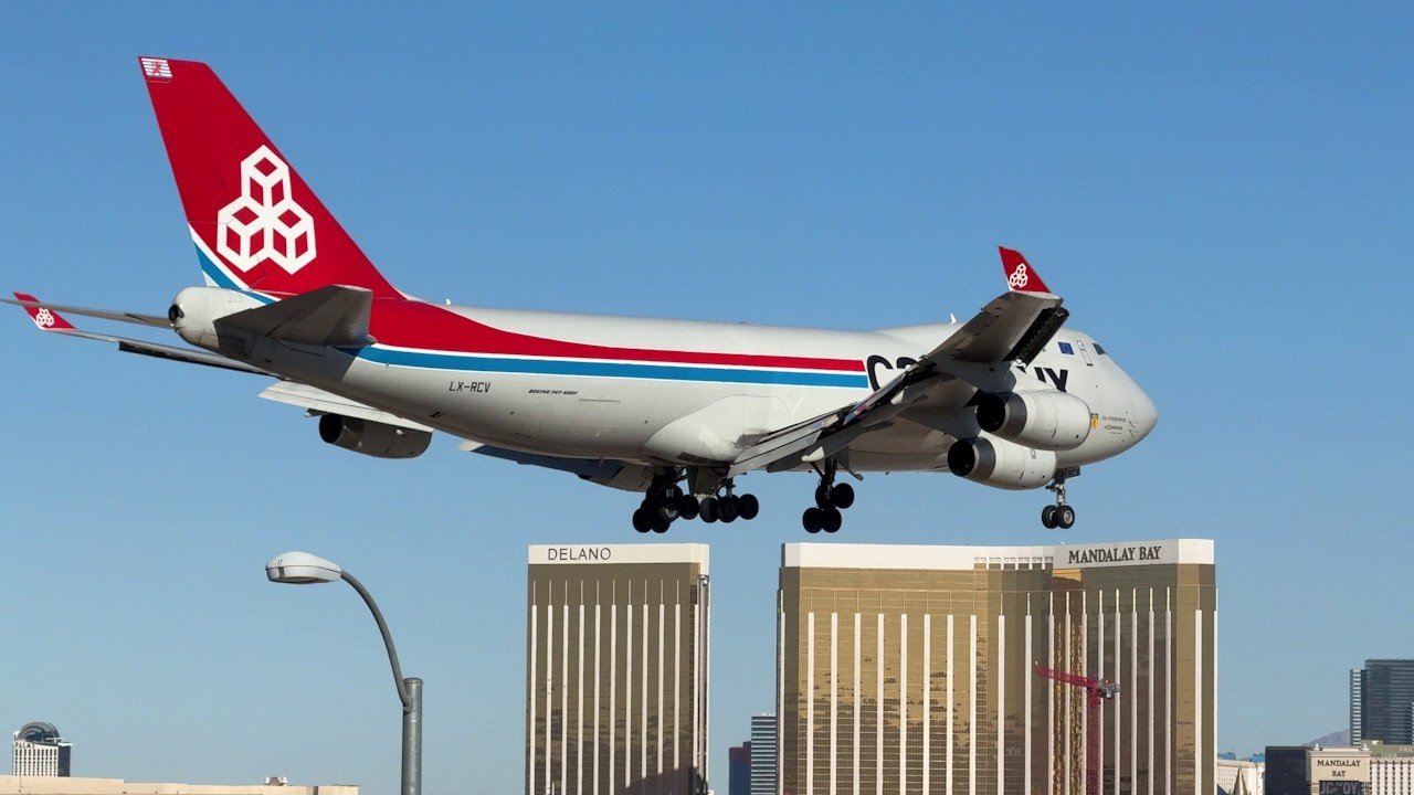1R arrival – Cargolux Boeing 747-4R7F lands at Las Vegas | LX-RCV