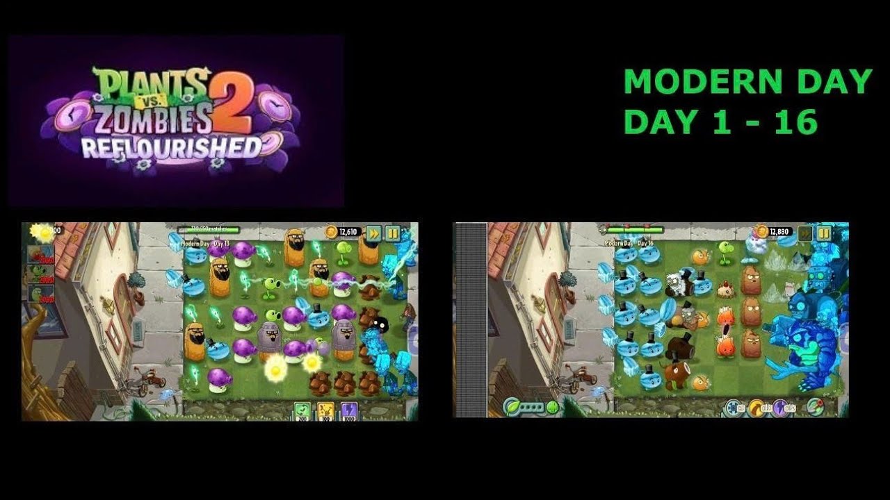 Plants vs Zombies 2: Reflourished: Modern Day: Day 1 - 16 - YouTube