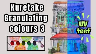Kuretake Granulating Colors Set 3 Review | Black Light Test and Painting Demo screenshot 4