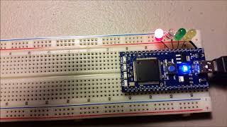 4 External LEDs blinking in turn mbed LPC1768 Microcontroller