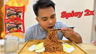 2X SPICY SAMYANG FIRE NOODLE CHALLENGE | Samyang Buldak Mukbang