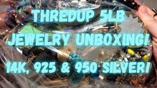 14K Gold, 950 & 925 Silver! Thredup 5lb DIY Jewelry Unboxing Jewelry Jar!