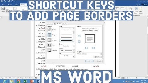 Shortcut Key to Apply Page Borders in MS Word | Keyboard Shortcut to Add Borders in MS Word | Border