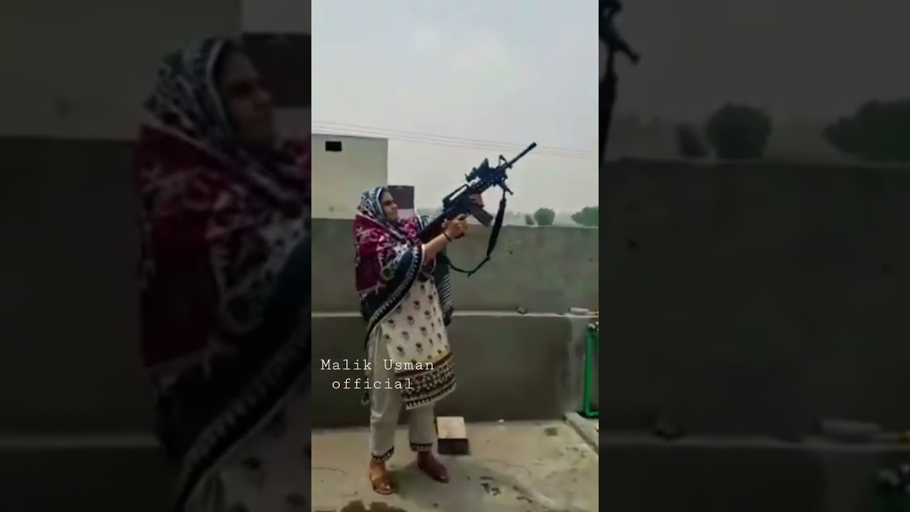 A brave woman fires a 