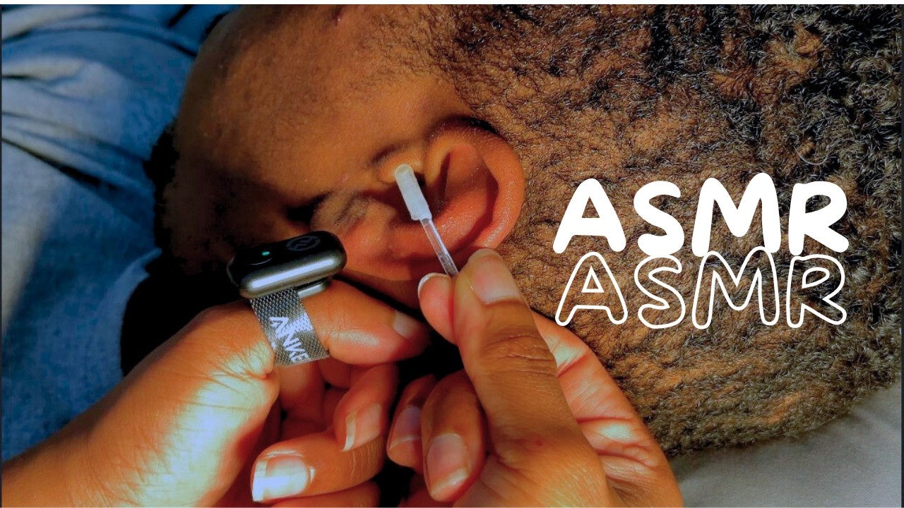 ASMR Close-Up Ear Care With Small Scissors Clipping, Sticky Q-Tip & Gentle Dust Brushing