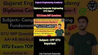 Computer Programming Fundamentals (CPF) GTU TOP IMP Questions | Computer Engg. Diploma Sem-1💯#gtuimp