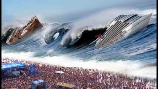 LARGE SHIPS &amp; COAST SUFFER CRUSHING BLOWS OF ELEMENTS DURING STORMS TSUNAMI &amp; MONSTER WAVES