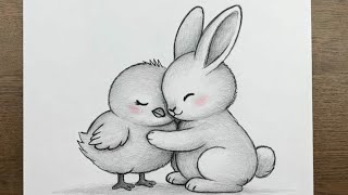 Cute Bunny & Chick Drawing 🐰🐥 | Easy Pencil Sketch for Beginners | Live Drawing Tutorial screenshot 5
