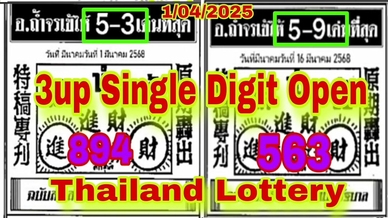 3up Single Digit Paper New Open Thailand Lottery 1/04/2025 - YouTube