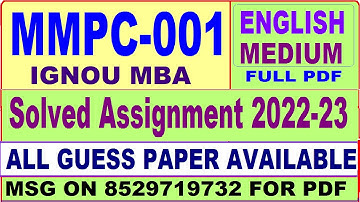 mmpc 001 solved assignment 2022-23 / mmpc 1 solved assignment in english / ignou mba new july 2022