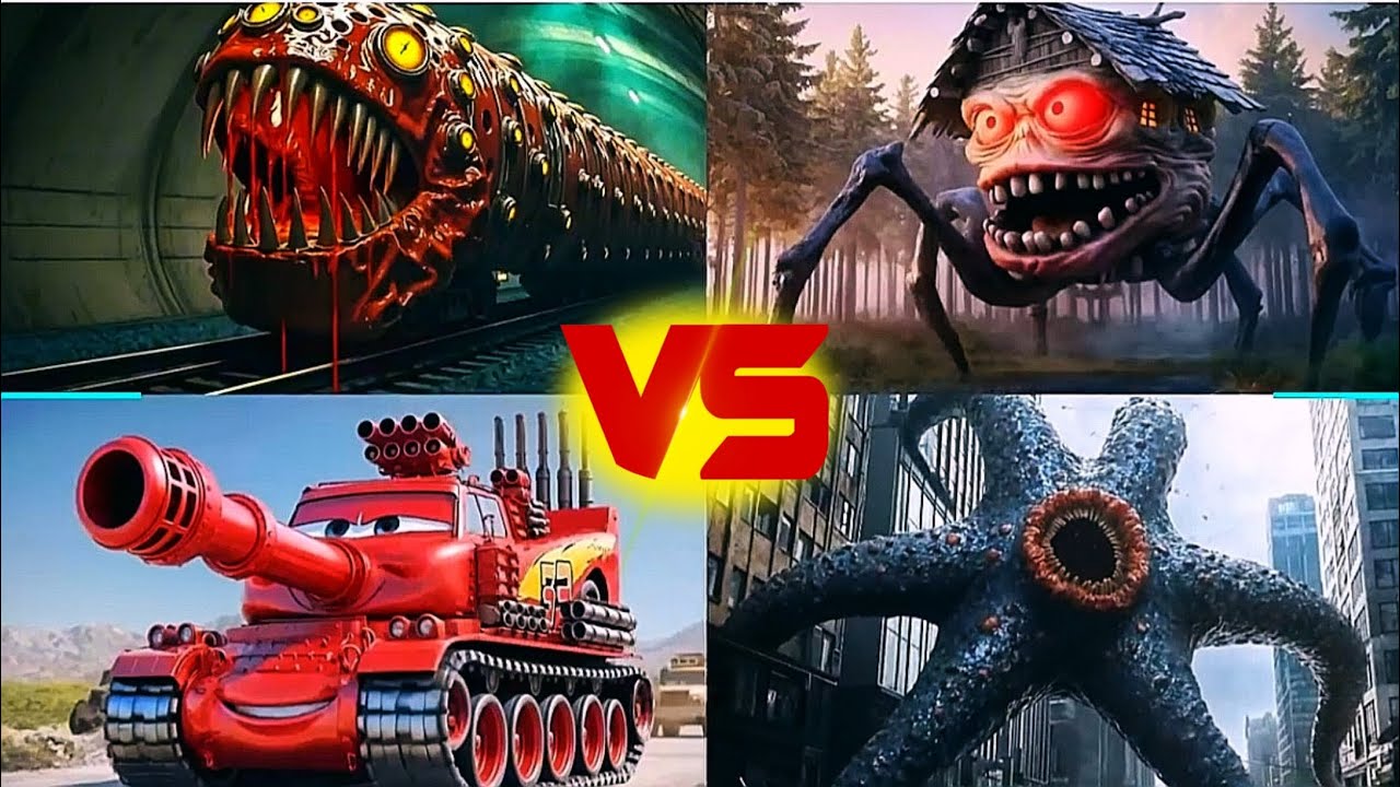 TRAIN MONSTER🆚HOUSE EXE🆚McQueen Tank🆚Hungry Star🆚 Coffin Dance Song