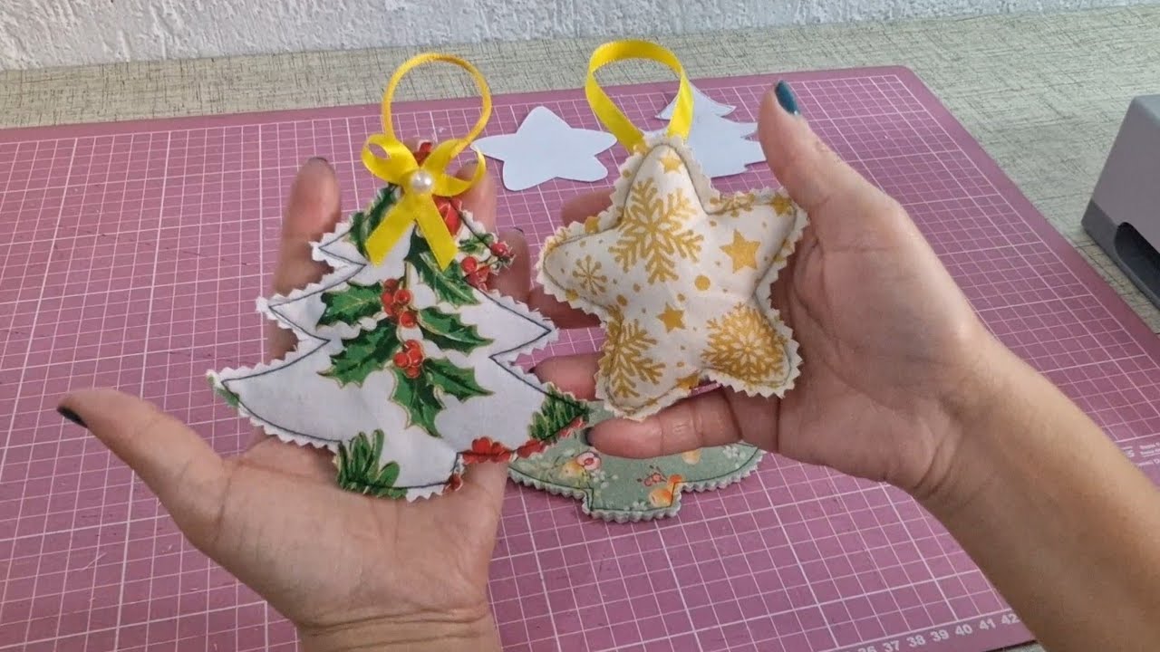 ✅️ENFEITES NATALINOS FEITOS COM TECIDO🌲