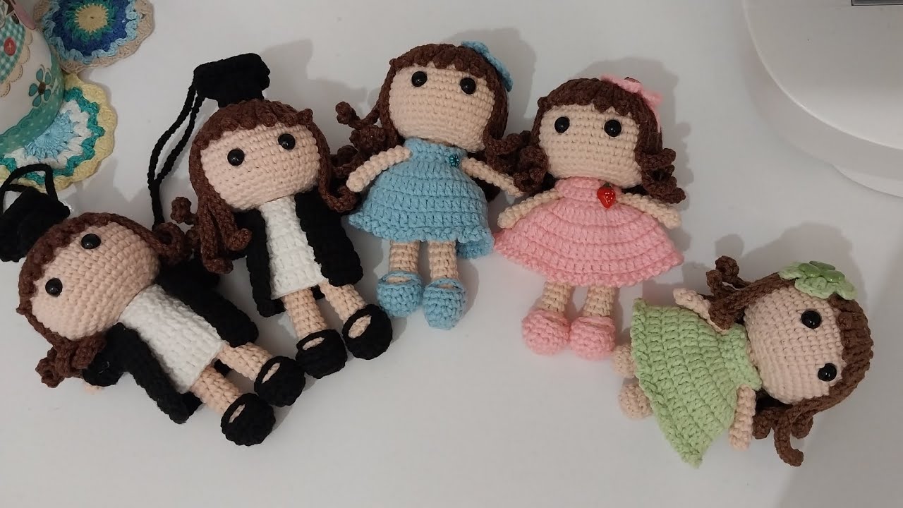 دميه الصغيرة قياس 16سم باترون ملابس الورديه💕😍#amigurumi