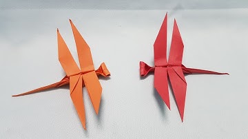 ORIGAMI DRAGONFLY - How to make an easy paper dragonfly (only 5 minutes) || Gấp con chuồn chuồn