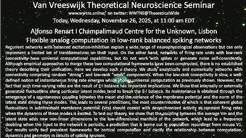 Flexible analog computation in low-rank balanced... | A. Renart, Champalimaud Foundation, Lisbon