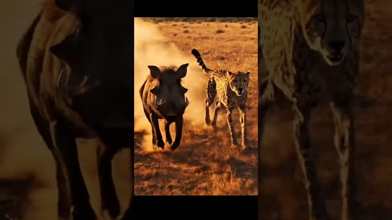 The leopard and the warthog are racing 