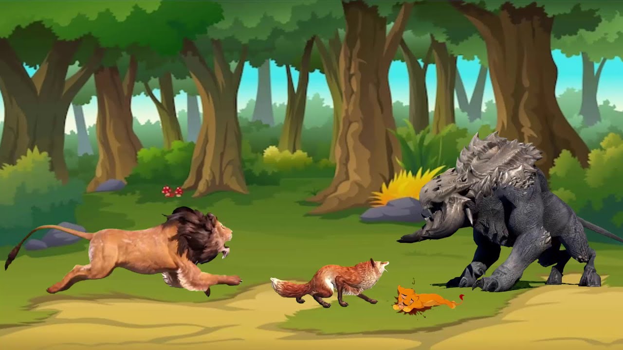 حكاية الثعلب المكار والوحش الطيب مع الاسد وحيوانات الغابة