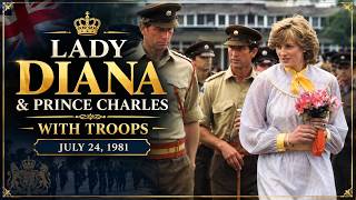 Lady Diana spencer and Prince Charles with troops July 24 1981