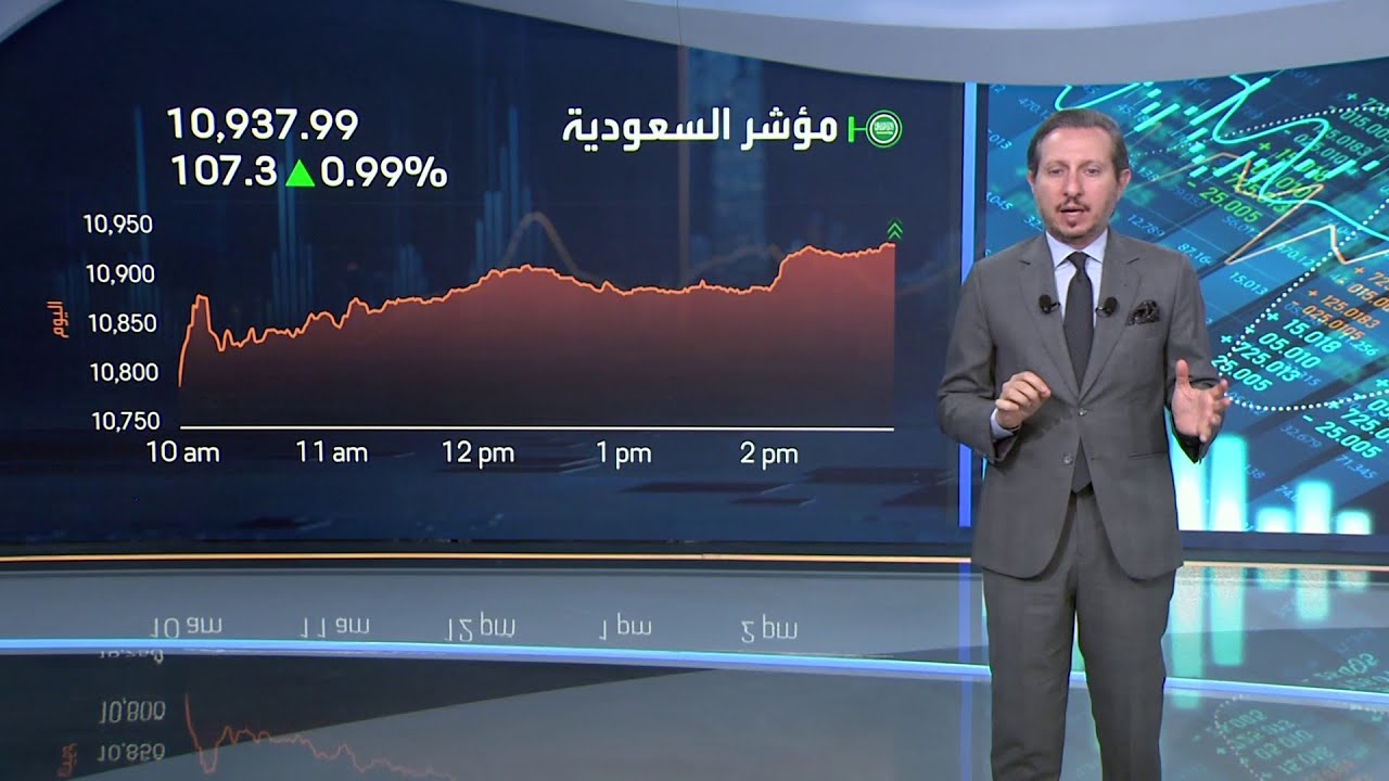 ارتفاع مؤشر سوق الأسهم السعودية 1% قبيل نهاية جلسة اليوم