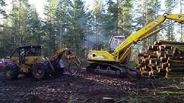 Caterpillar Skidder Logger, Kobelco Loader, Logging NW Washington